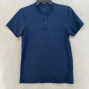 Intimissimi T-Shirt Men's Sz S Blue Plain 3-Button Crew Neck Regular Fit
